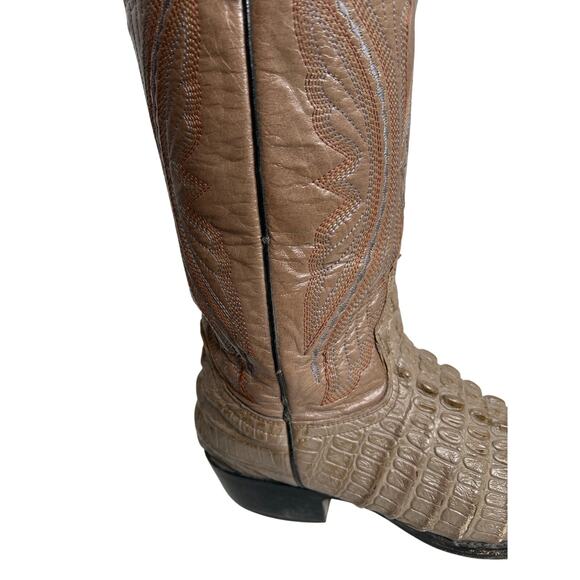 Reyme Men's Genuine Caiman / Alligator Tail Cowboy Boots Embroidered Sz~7 - Picture 6 of 16